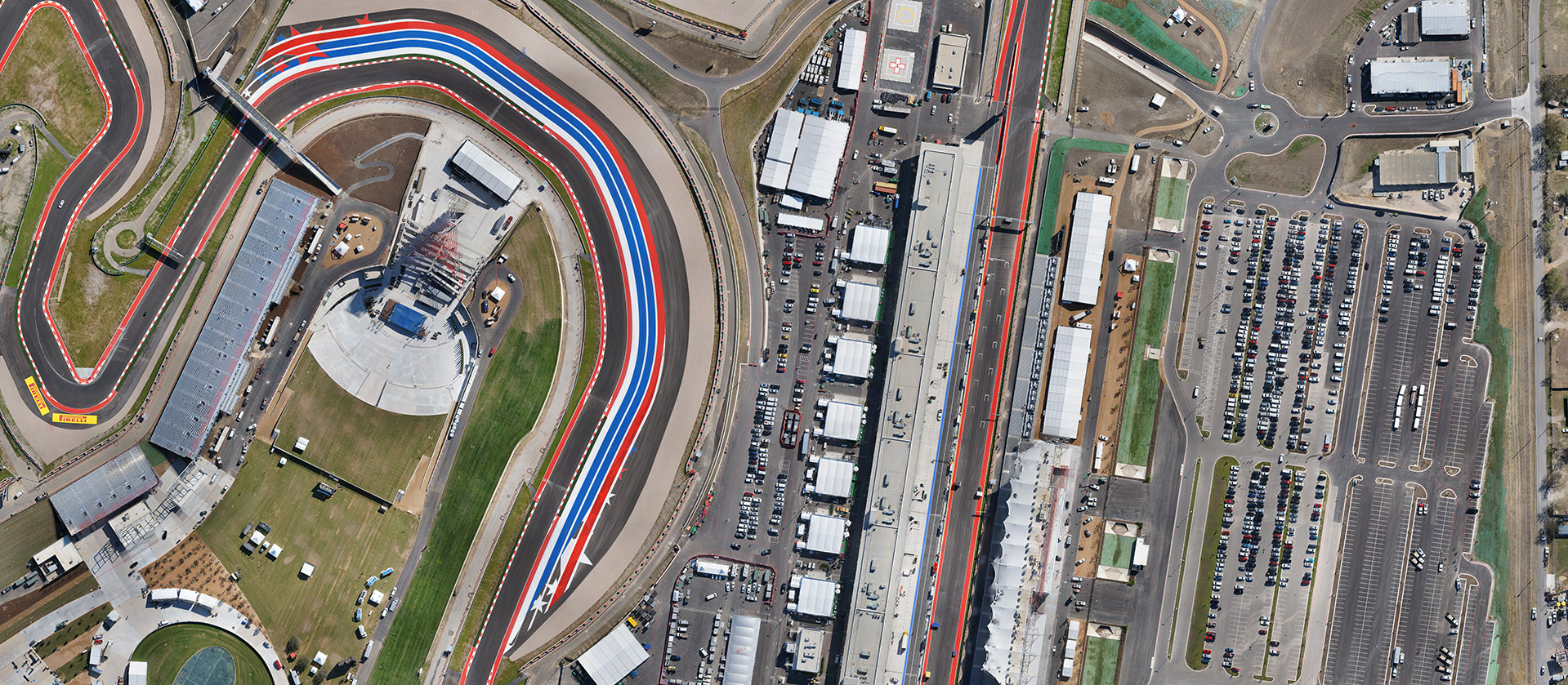 Aerial photography Circuit of the Americas F1 track construction Austin Texas