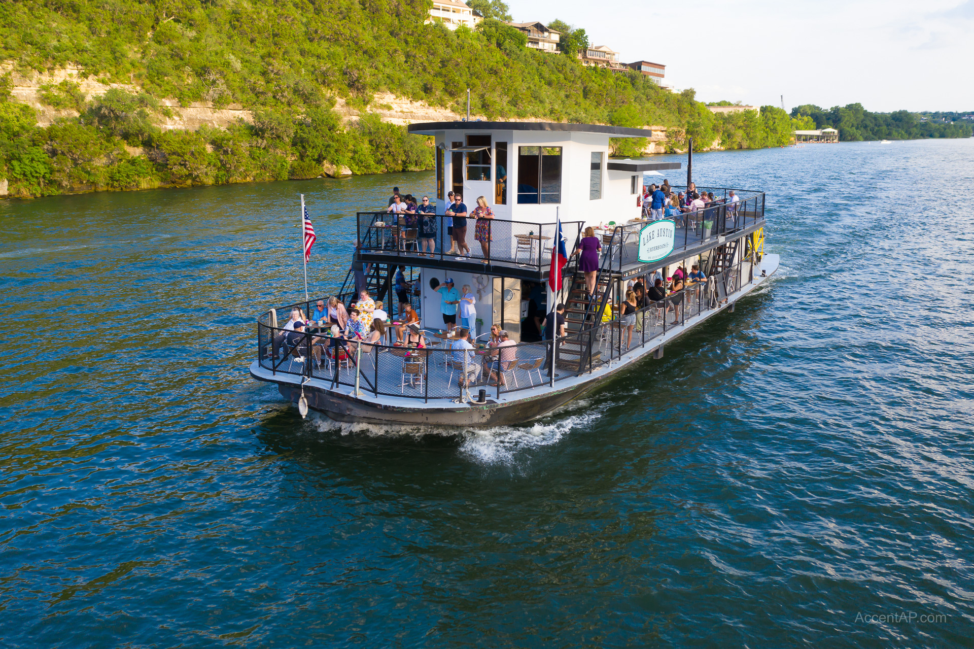 Aerial photography riverboat Central Texas