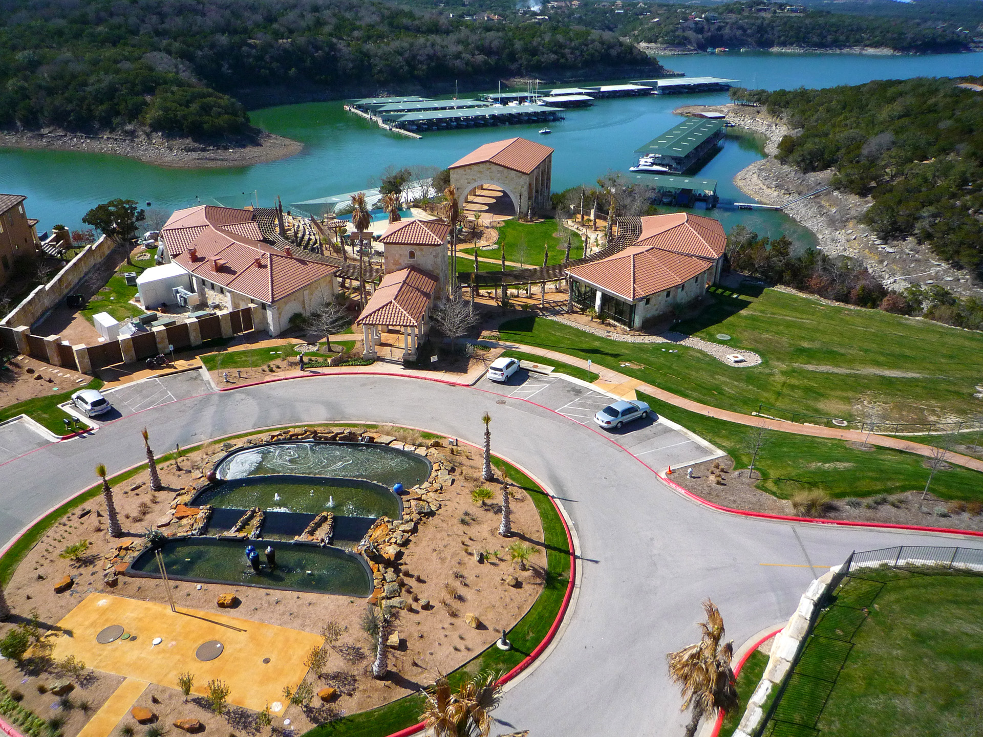 Aerial photography city cranes construction Austin Texas