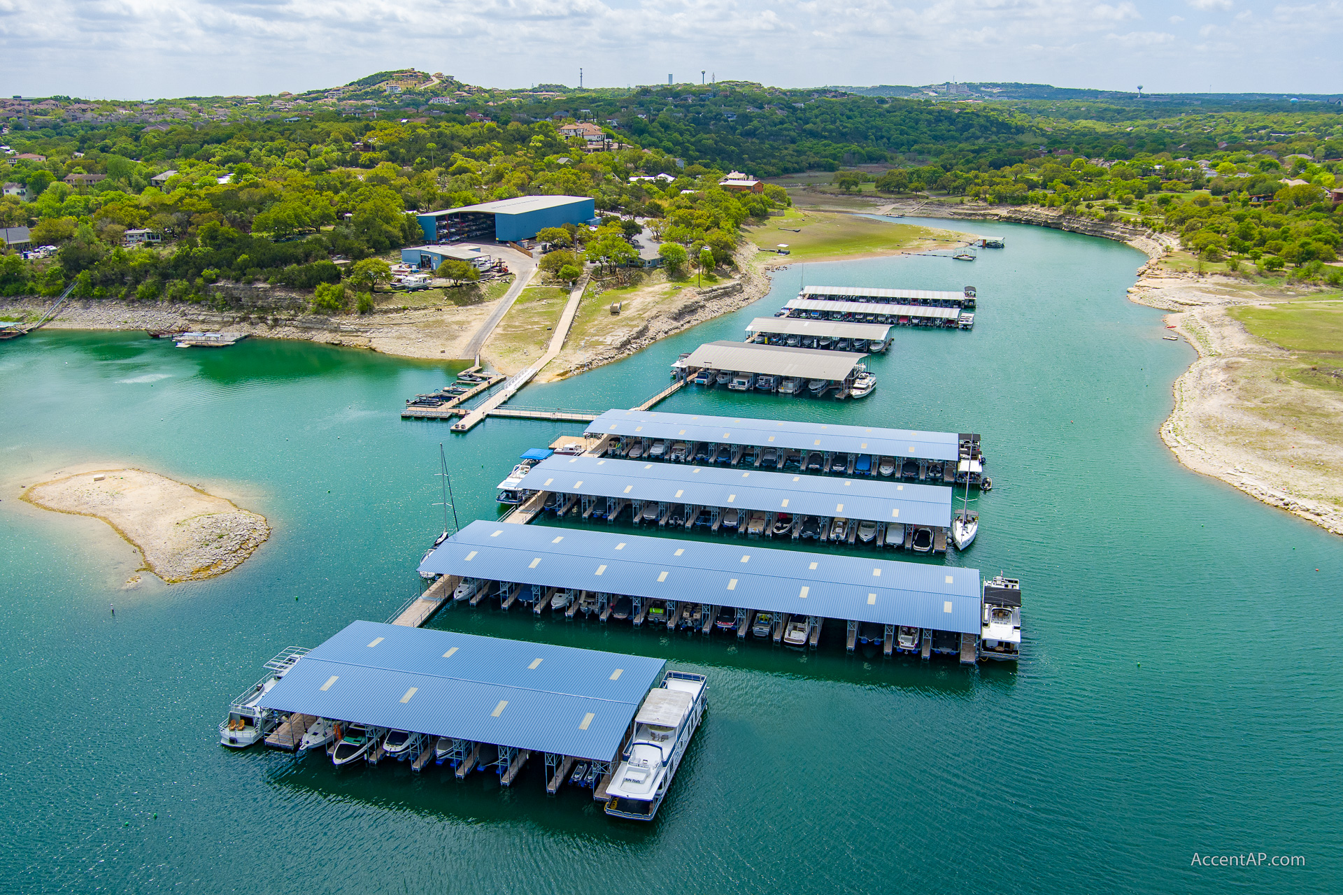 Aerial drone photography marina Texas