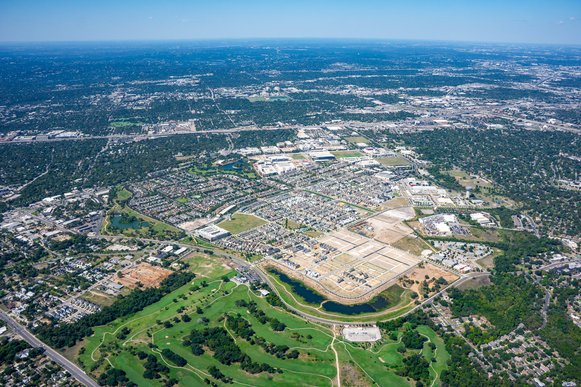 Helicopter aerial photography Mueller Austin Texas