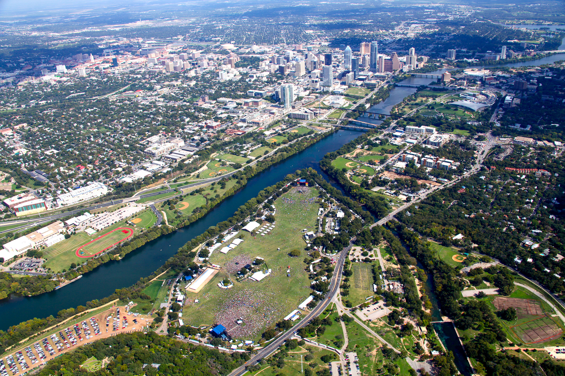 Aerial photography ACL Festival Austin Texas