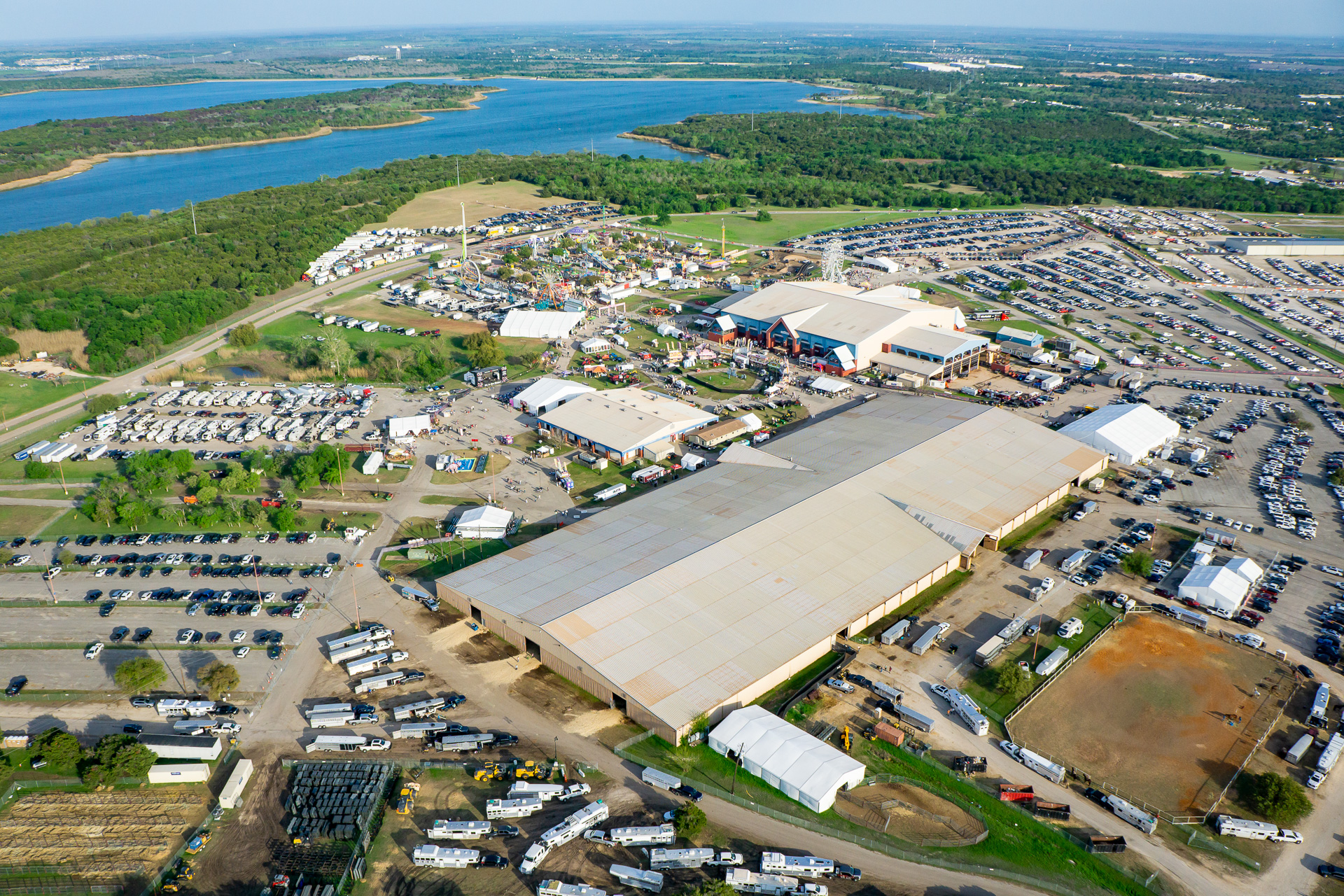 Aerial photography Rodeo Austin event