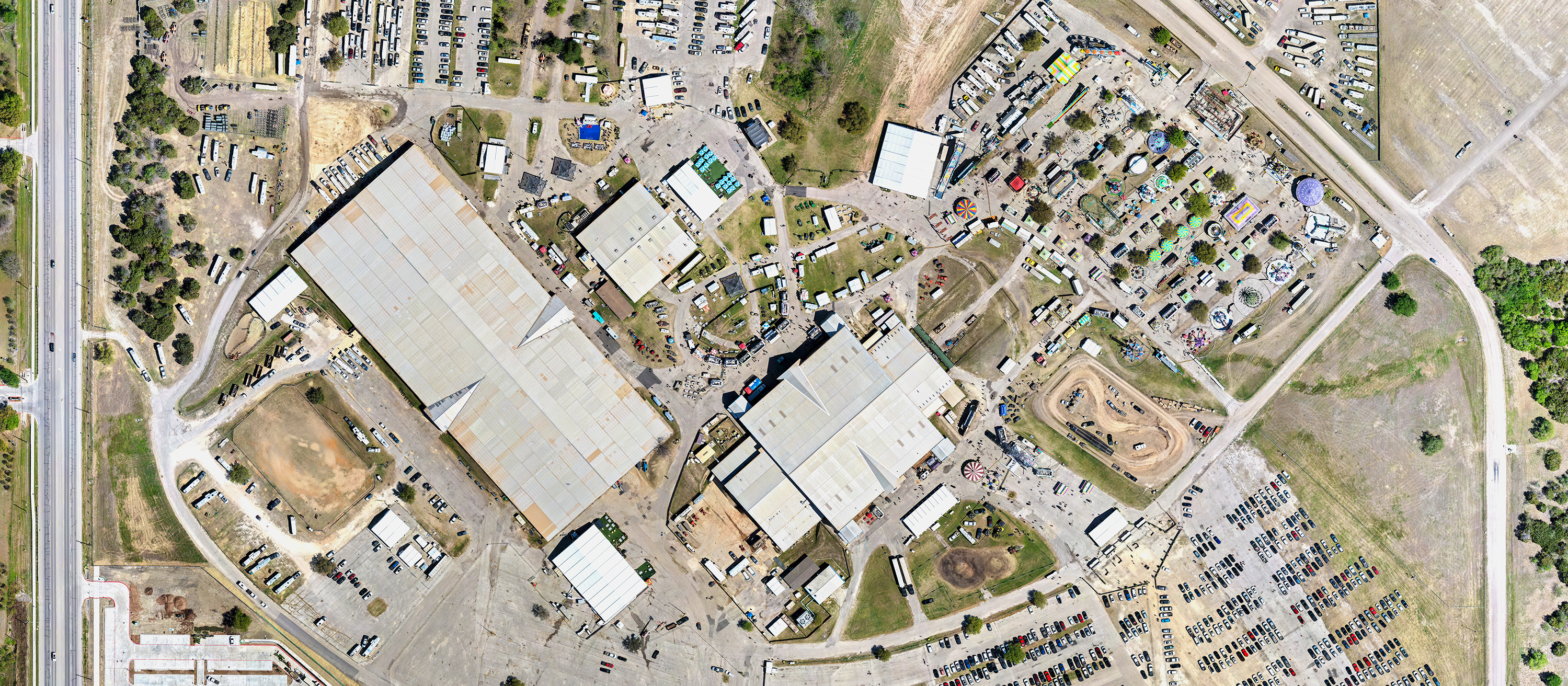 Aerial photography Rodeo Austin event grounds Texas