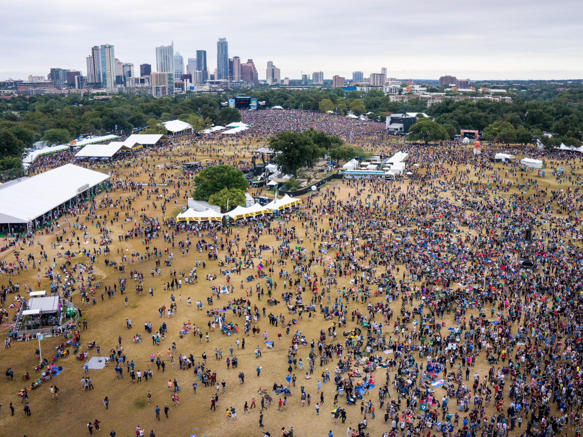 Aerial photography of large event Austin Texas