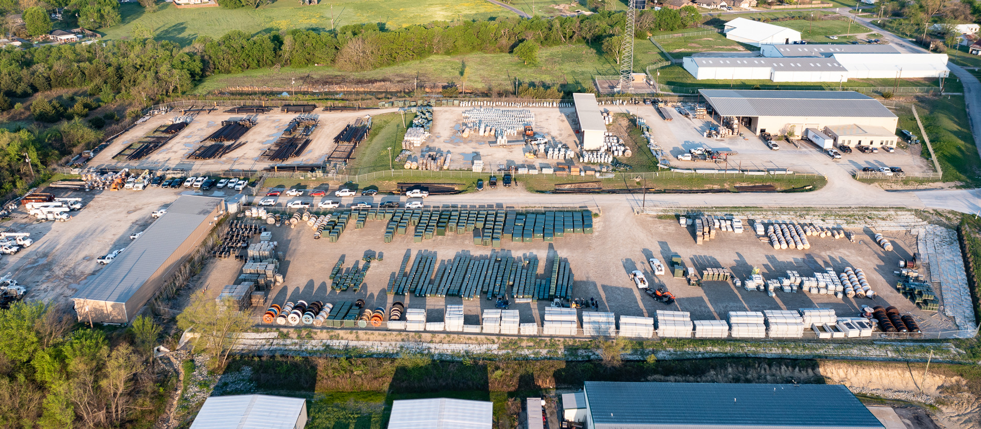 Aerial photography Techline utility line supply facility Texas