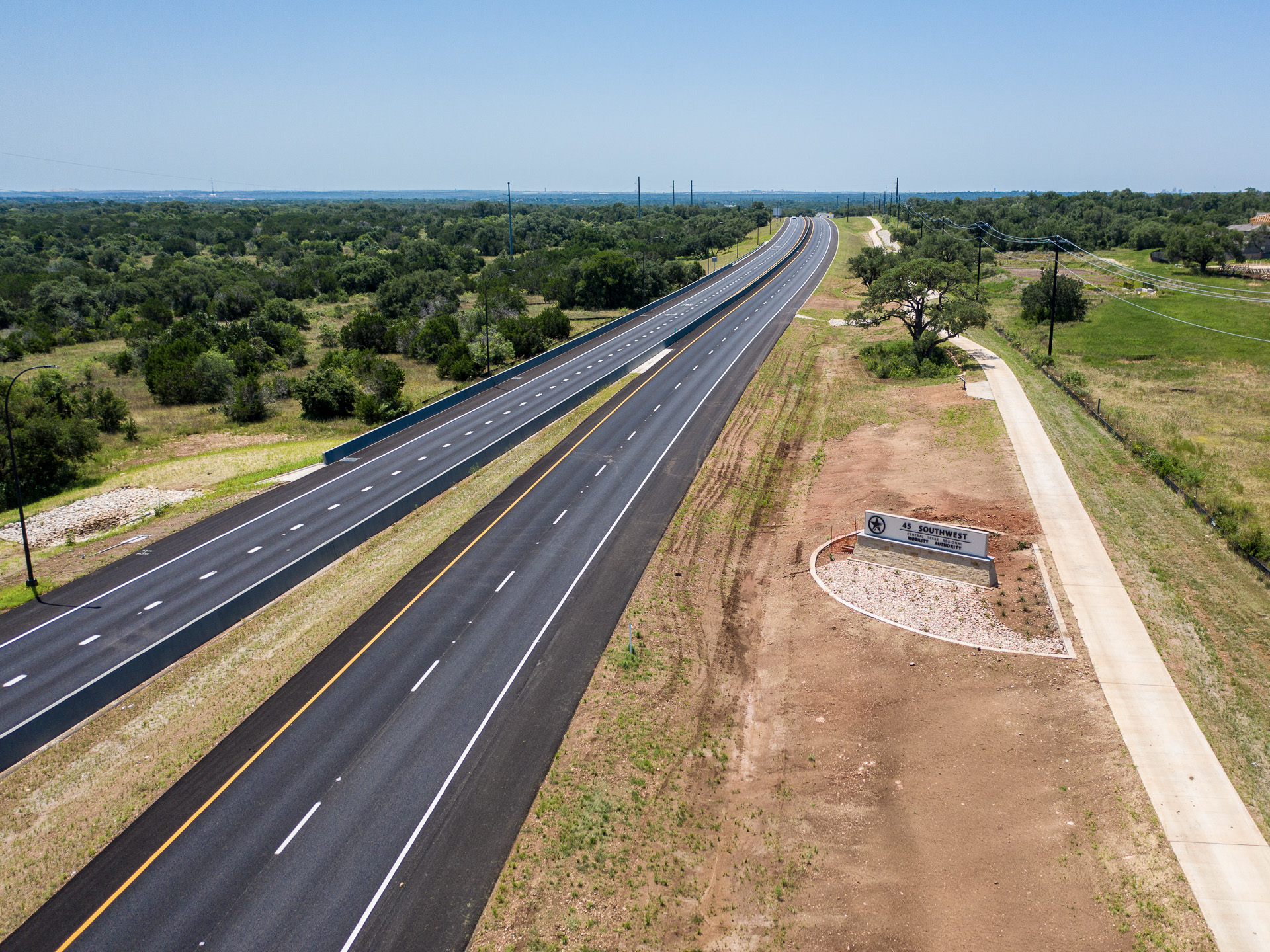 Toll road construction aerial photography Austin Texas